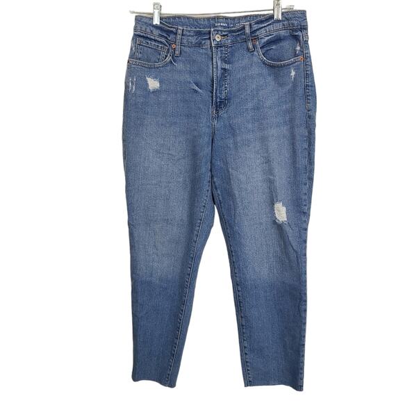 Old Navy High Rise O.G. Straight Secret Smooth Pockets Distressed Jeans Size 14 - Picture 2 of 15